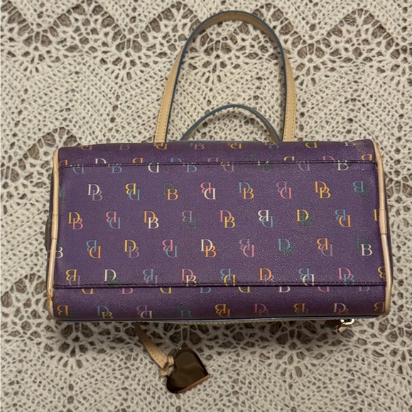 Vintage Dooney & Bourke Purple Tan Rainbow Logo Mini Gym Shoulder Bag Set Y2K - Picture 7 of 15